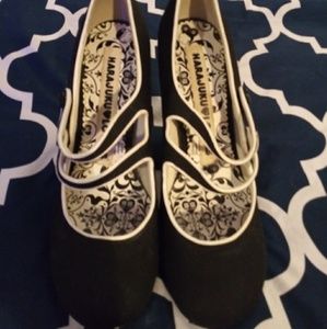 Harajuku black & white mary jane style high heel
